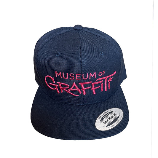 Embroidered Logo Snapback Hat Black w/red