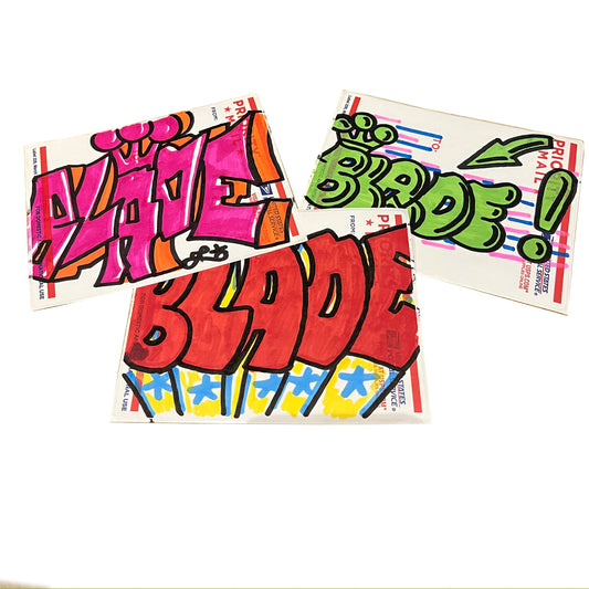 Random Blade Throwie Postal Sticker