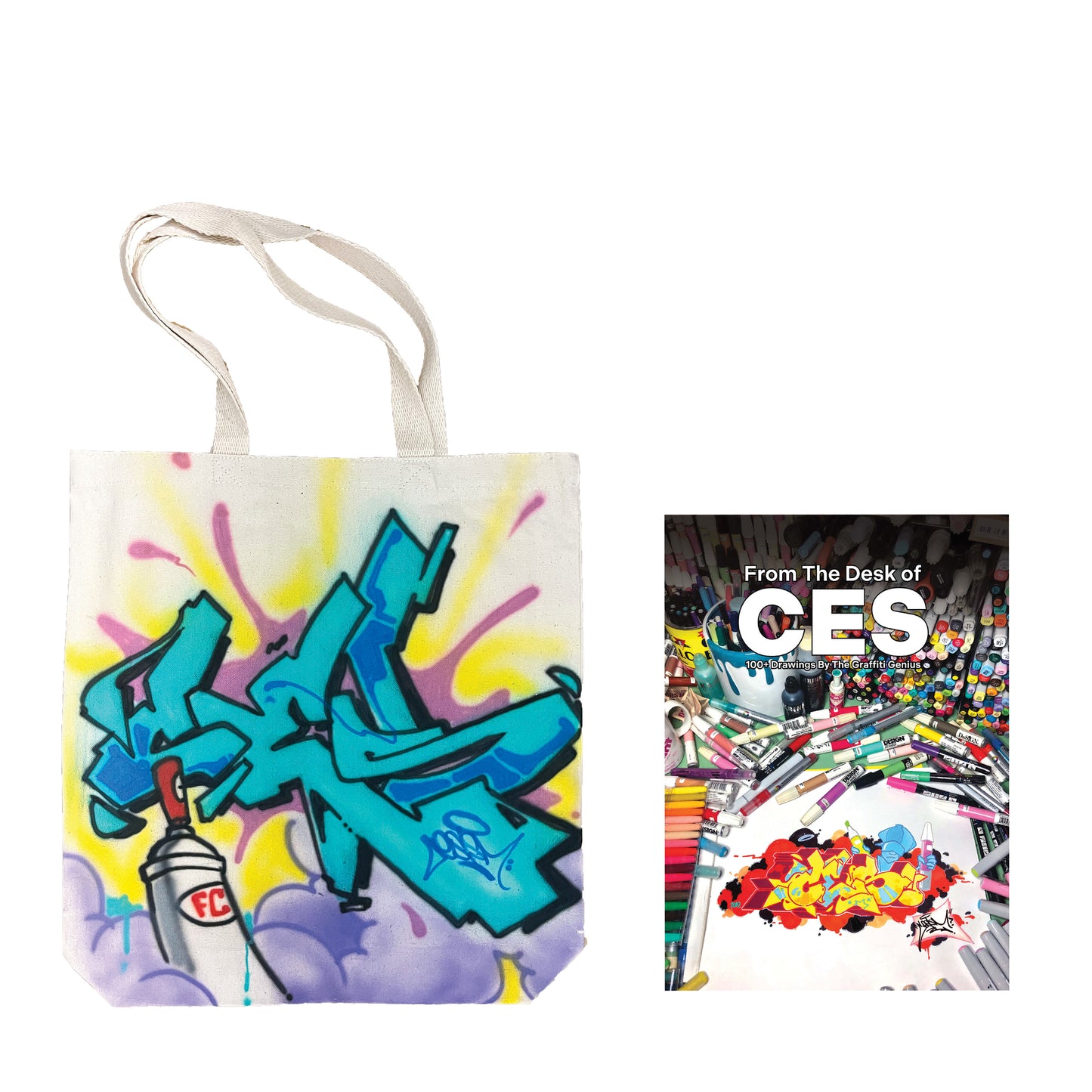 CES Custom Airbrushed Tote Bag and Book