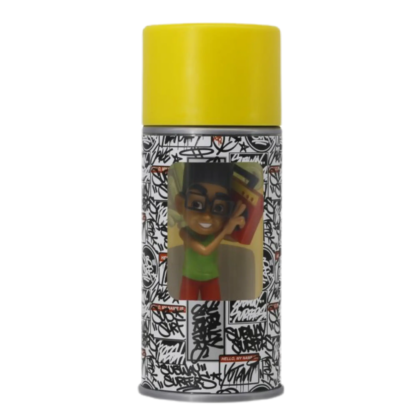 Subway surfers figure inside spray can packaging