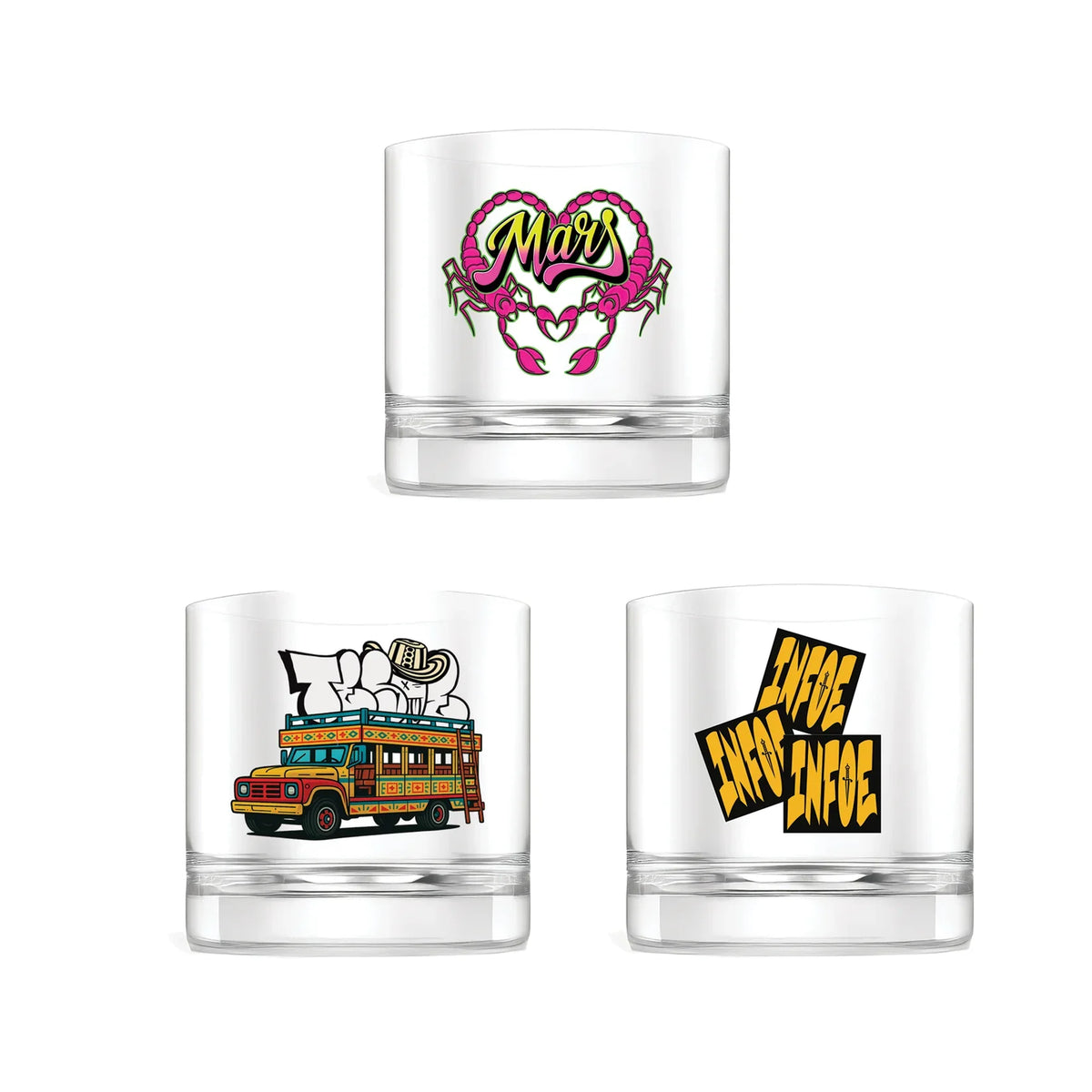 Graffiti Whiskey Glasses