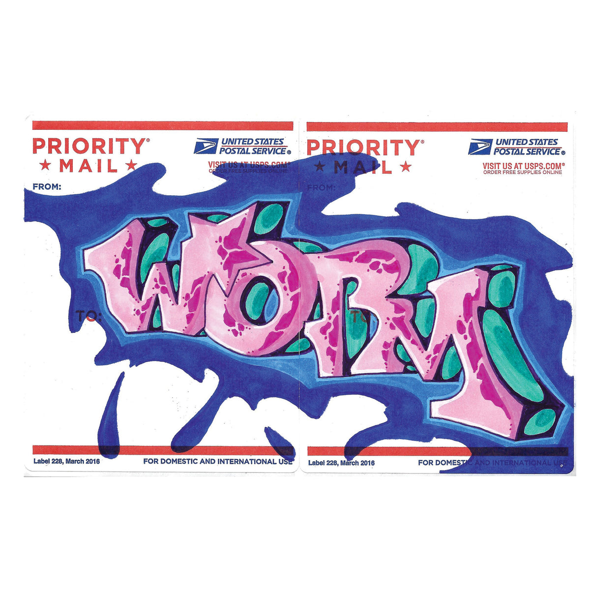 Part One Slap Postal Sticker 2 Panel "WORM"