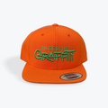 Embroidered Logo Snapback Hat - Orange w/ Green Embroidery