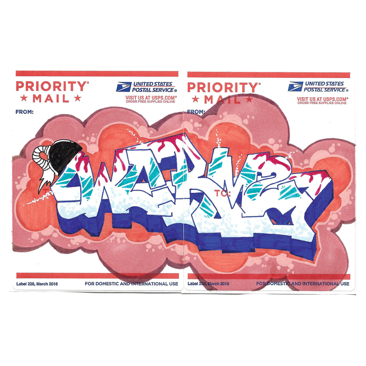 Part One Slap Postal Sticker 2 Panel "WORM 2"