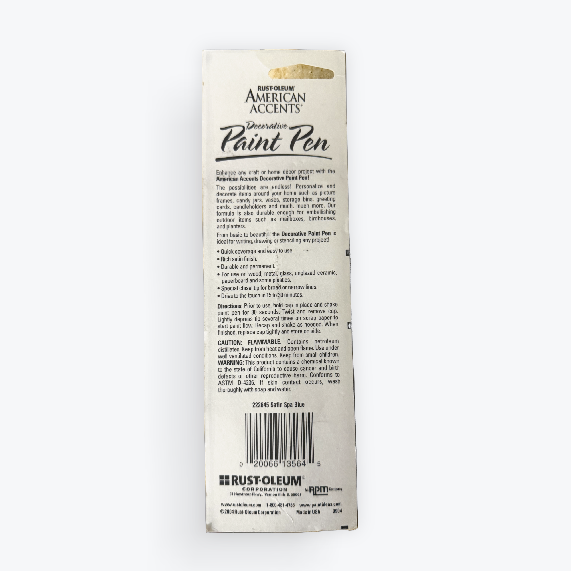 2004 Rust-Oleum American Accents Decorative Paint Pen - Satin Spa Blue