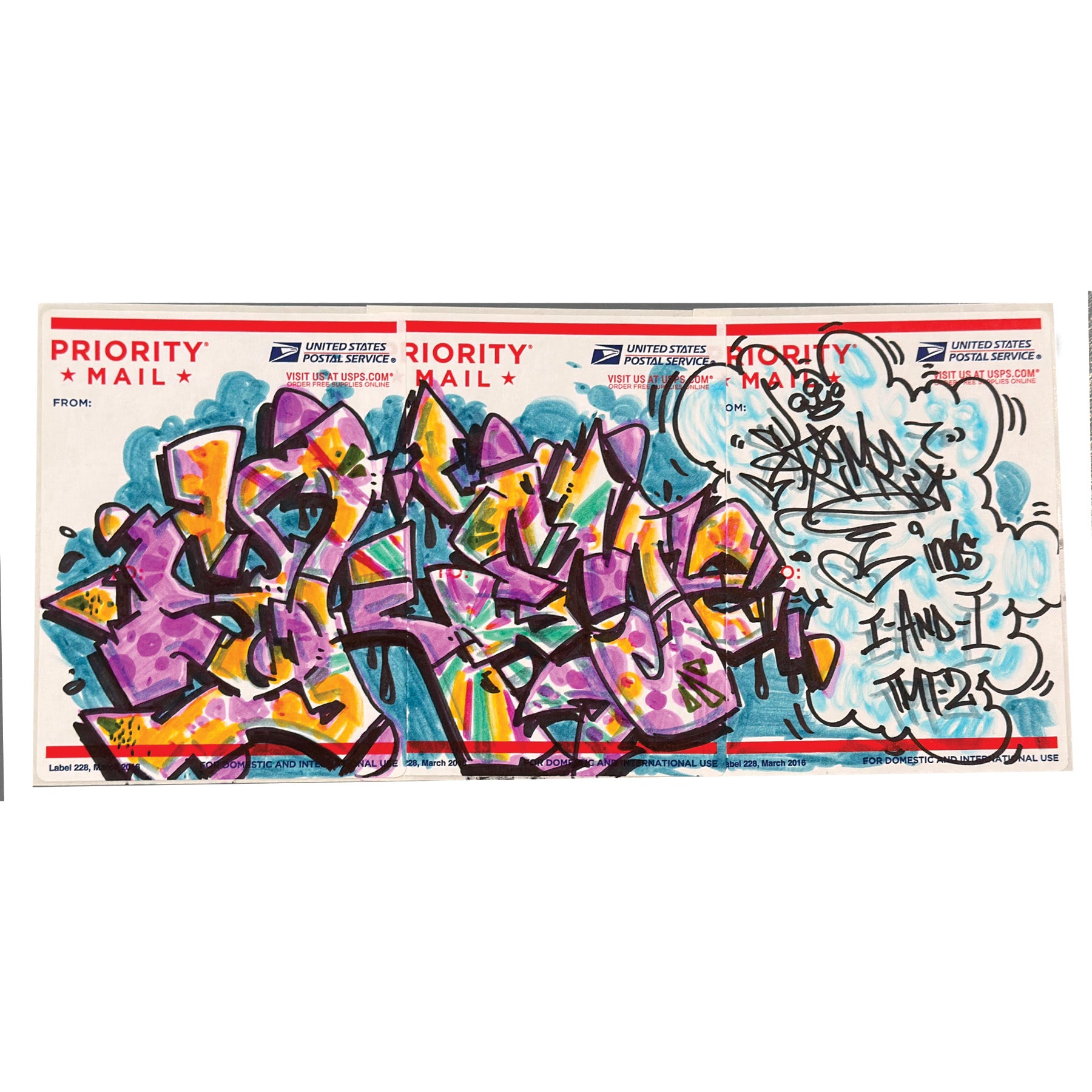 Skeme Slap Postal Sticker 3 Panel "I and I"