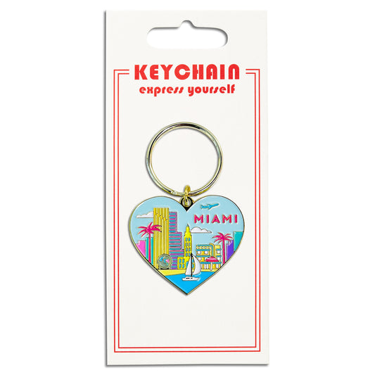 Miami Skyline Heart Keychain