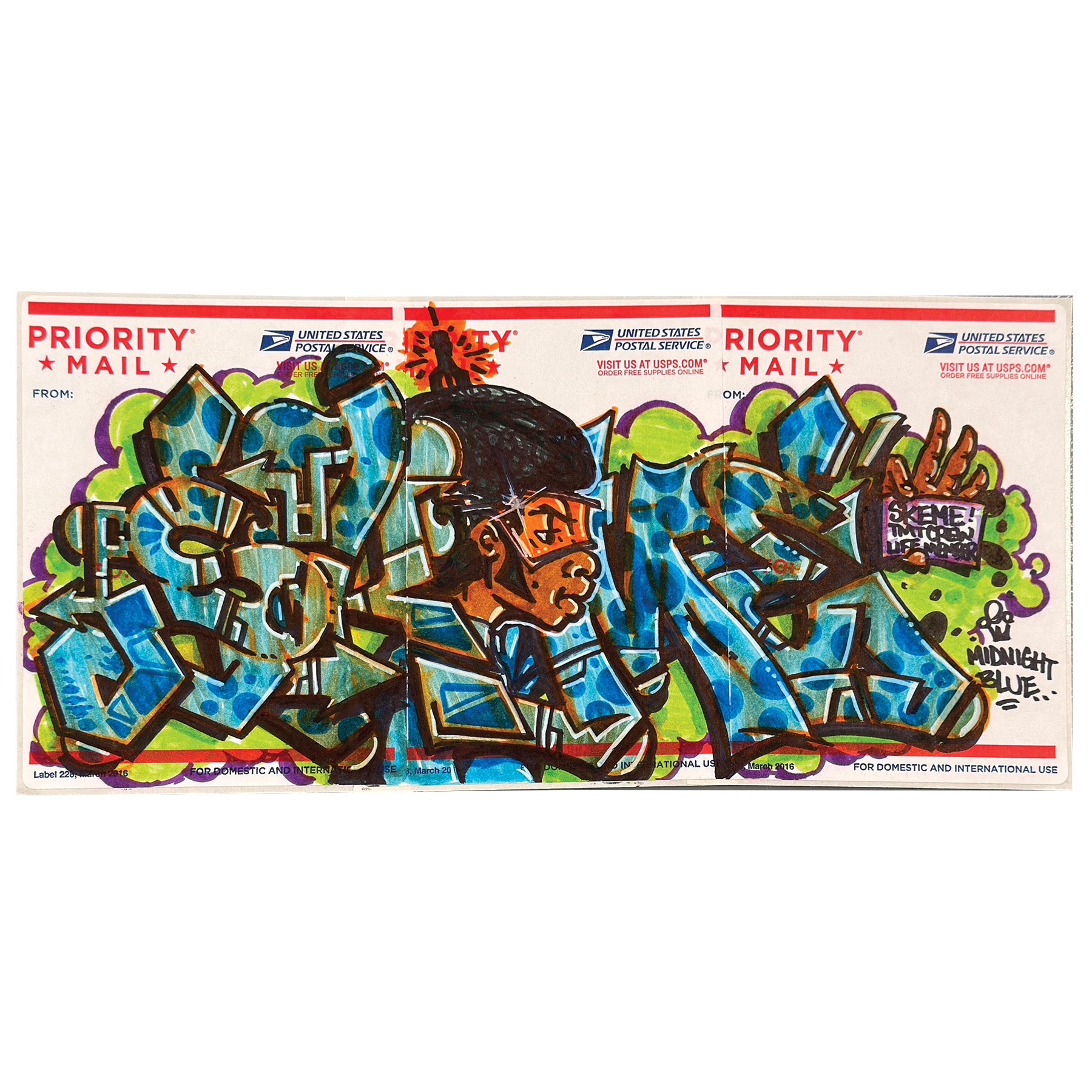 Skeme Slap Postal Sticker 3 Panel "Midnight Blue"