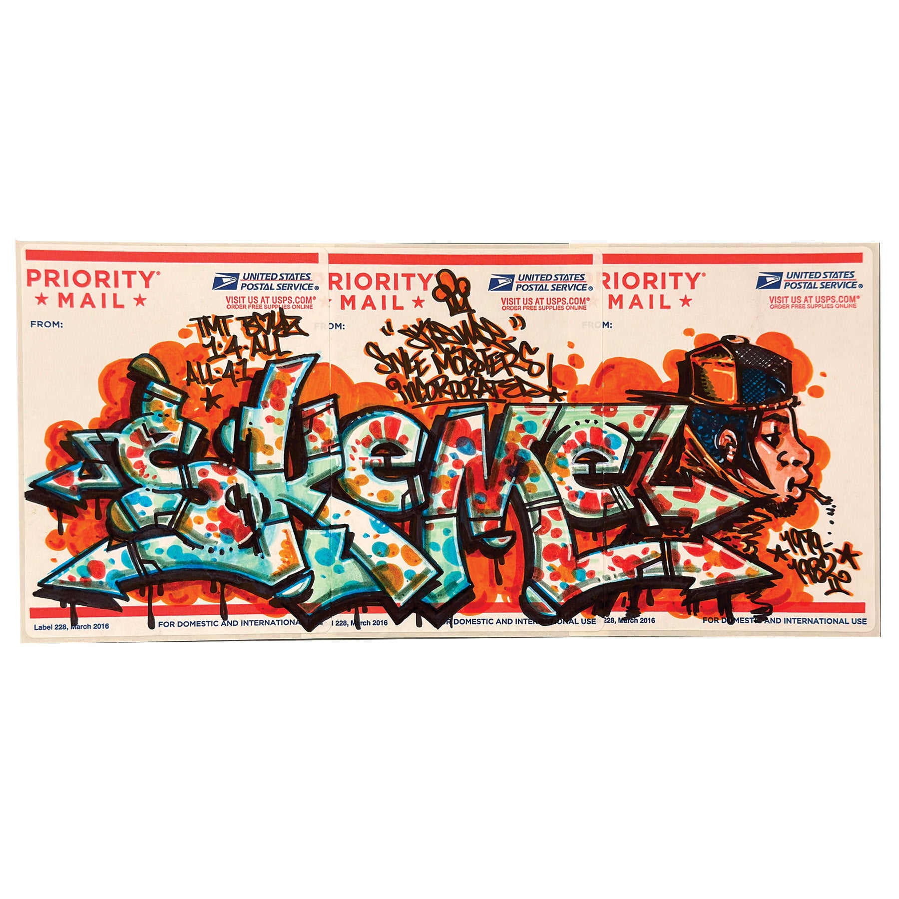Skeme Slap Postal Sticker 3 Panel "Style Masters Incorporated"