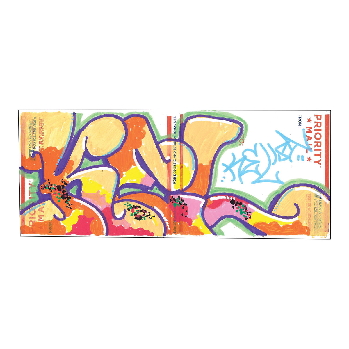 Kel Slap Postal Sticker 2 Panel "Curls"