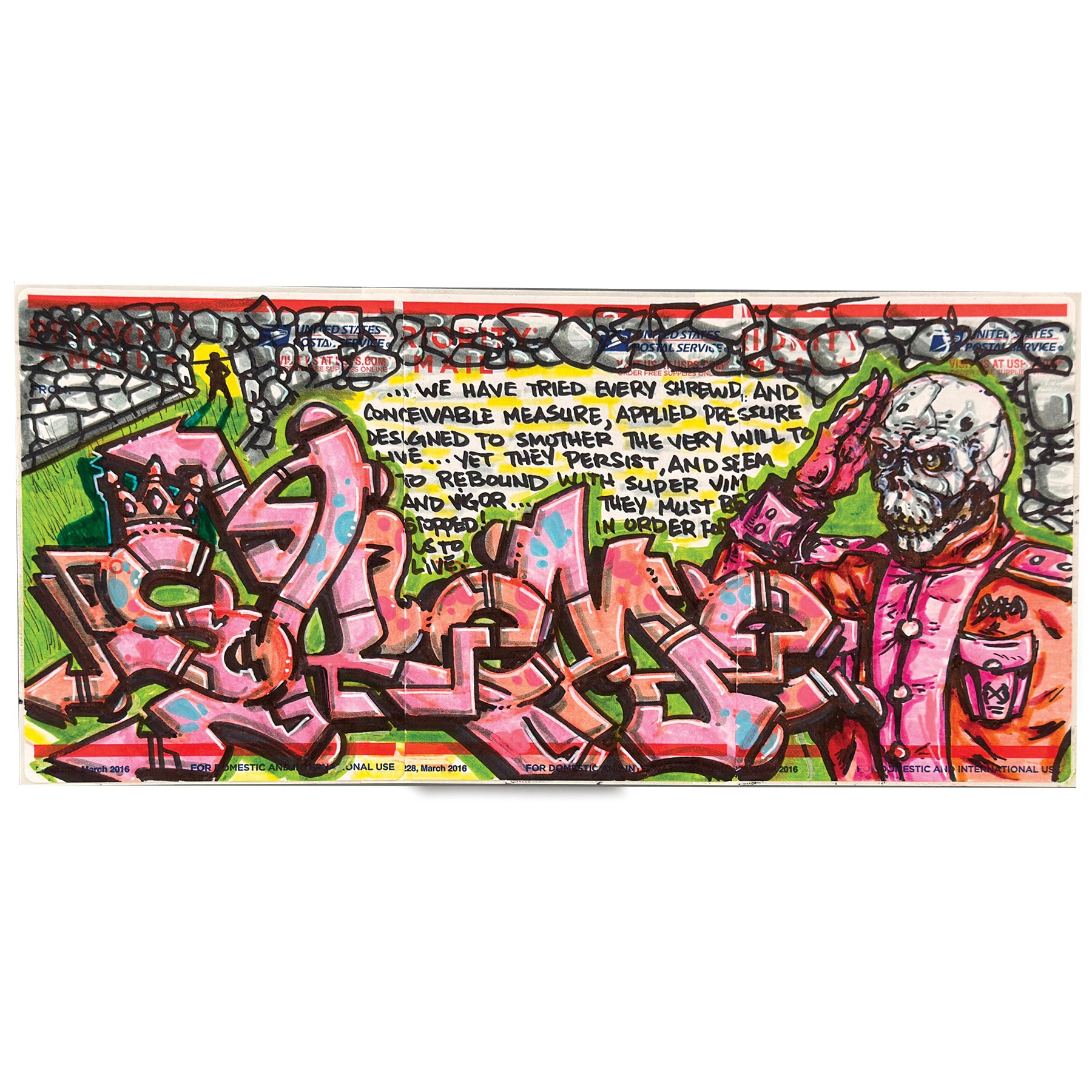 Skeme Slap Postal Sticker 3 Panel "Untitled 2"