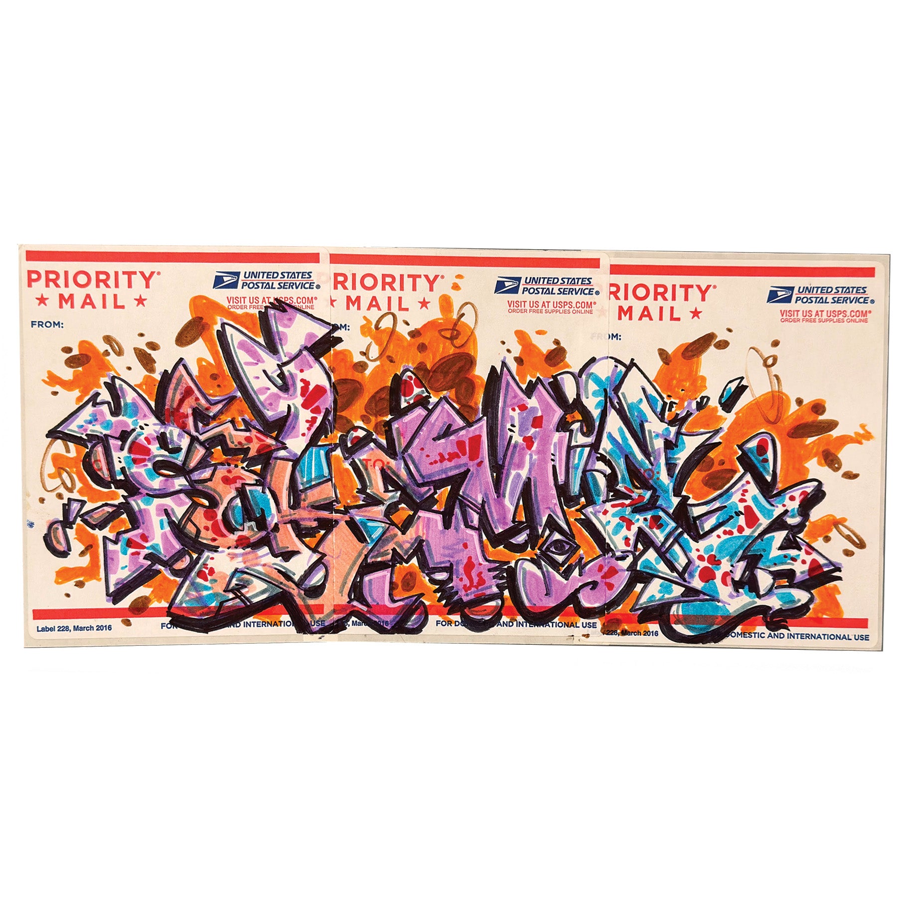 Skeme Slap Postal Sticker 3 Panel "Untitled 6"