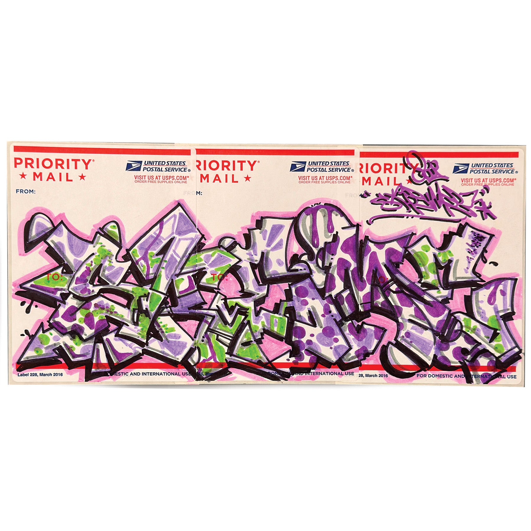 Skeme Slap Postal Sticker 3 Panel "Untitled 7"