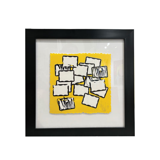 OG Slick Small Giclee Print: "Black Badges On Yellow" (Framed)