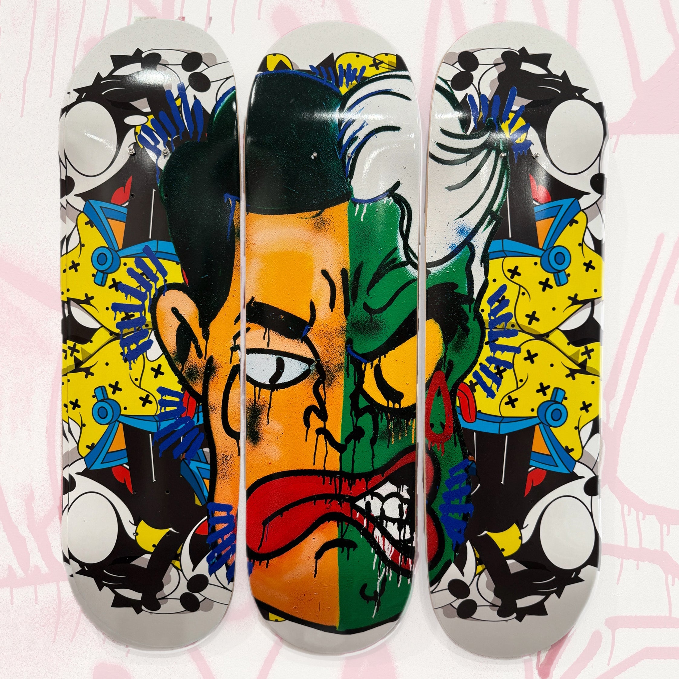 Slawn and Opake Tryptych Skate Deck Two Face