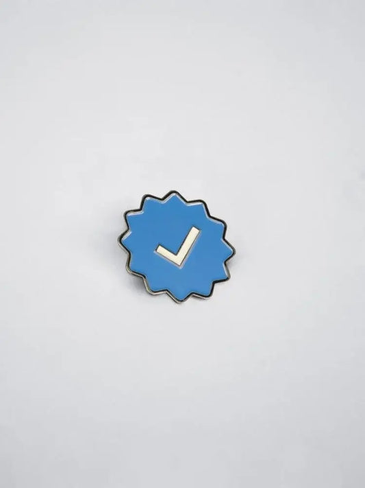 Superplastic Blue Check Mark Enamel Pin